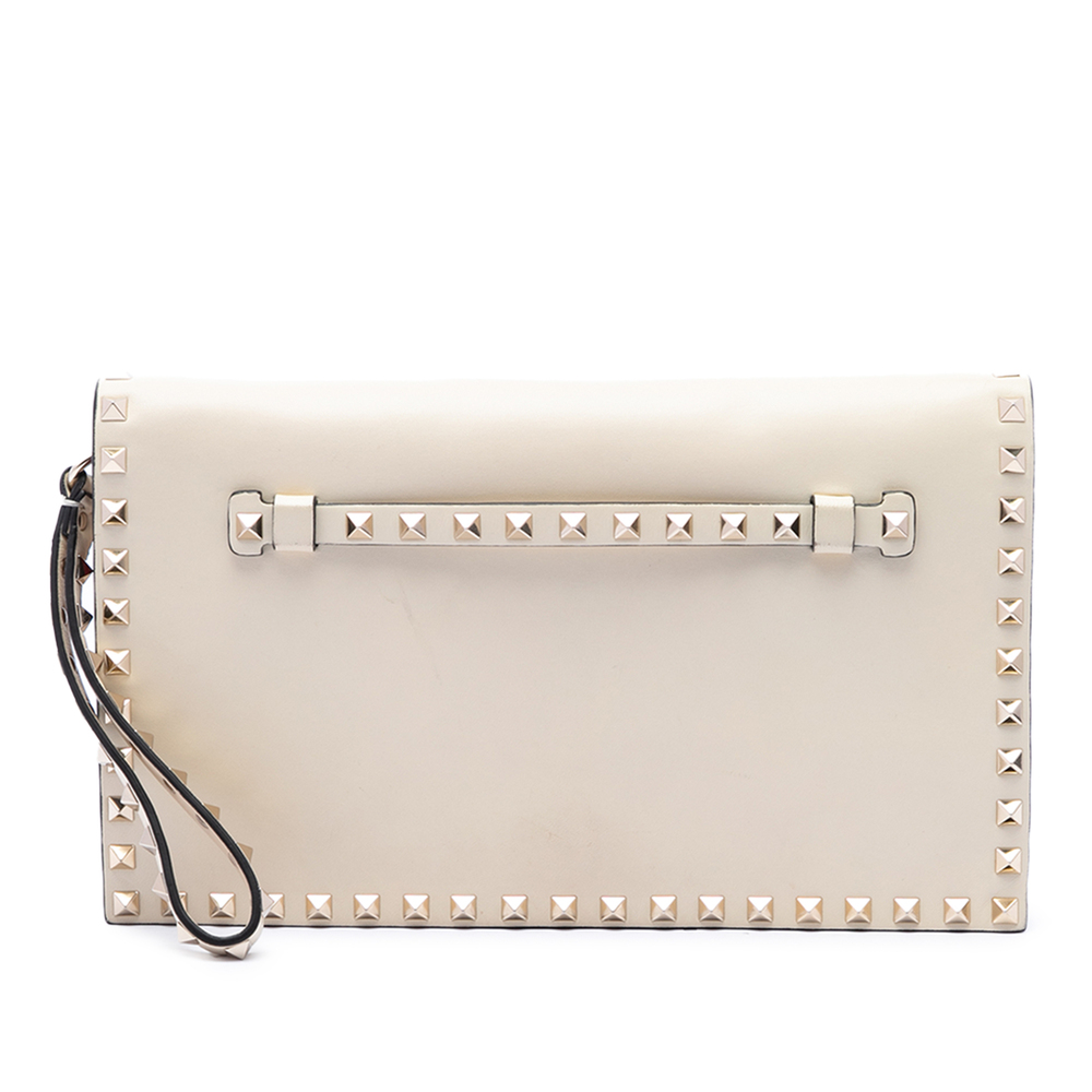 Pre-Loved Valentino Leather Rockstud Flap Clutch
